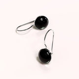 Solid 925 Sterling Silver Black Onyx Earrings Round Cabochon
