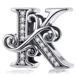 Solid 925 Sterling Silver Vintage Inspired Antique Alphabet Charm