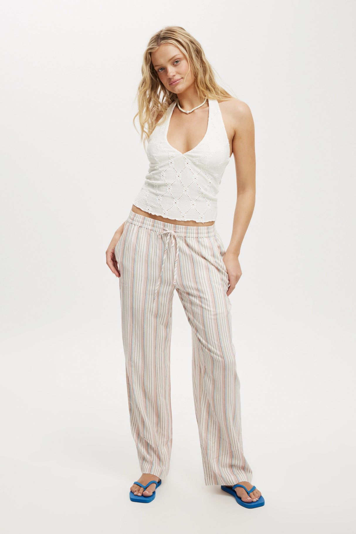 Cotton On Women's Kaia Textured Halter - Vintage White