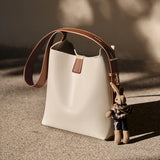 Nalandu Natalia Rabbit Charm Leather Work Tote Bag - Ivory