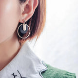 Bullion Gold Geometric Love Loop Dangle Earrings