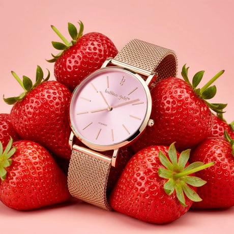 Boxed Rose Shell-pink Watch & Bracelet Set In Rose Gold