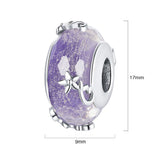 Solid 925 Sterling Silver Purple Glass Pandora Inspired charm