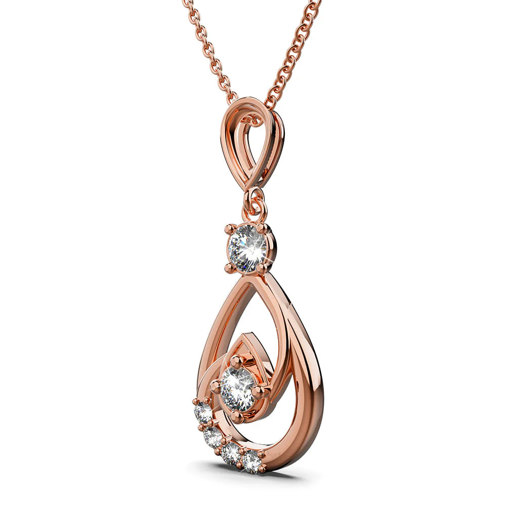 Krystal Couture Periwinkle Teardrop Necklace Embellished with Crystals from Swarovski in Rose Gold