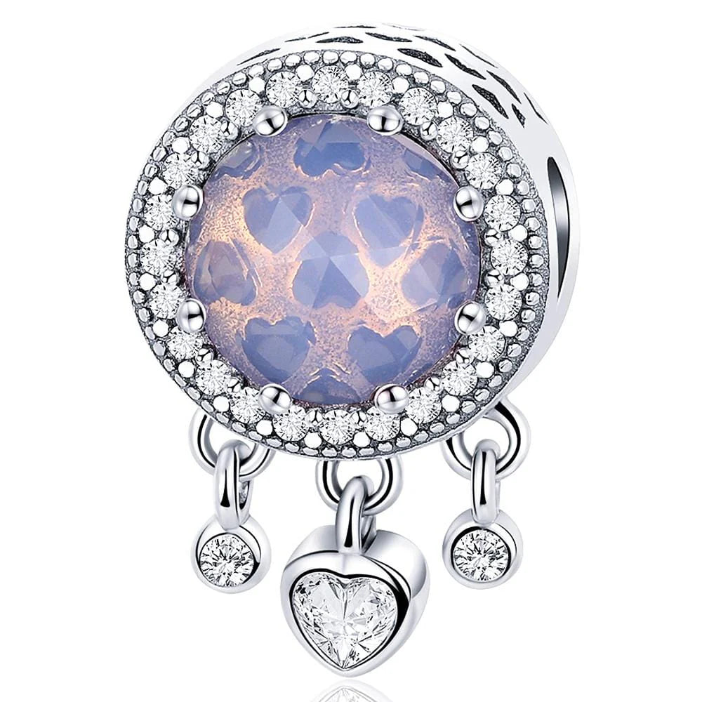 Solid 925 Sterling Silver Trapped Love CZ Charm