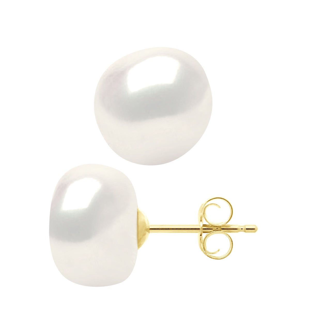 Earrings Yellow Gold - Natural White - Longueur 42 cm