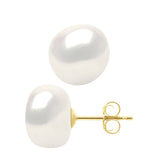 Earrings Yellow Gold - Natural White - Longueur 42 cm
