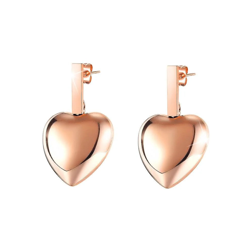 Bullion Gold Beating Heart Stud Earrings in Rose Gold