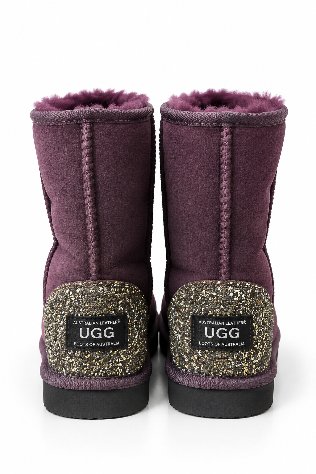 Australian Leather Ugg Swarovski Elements Short Crystal Heel - Plum - AU8