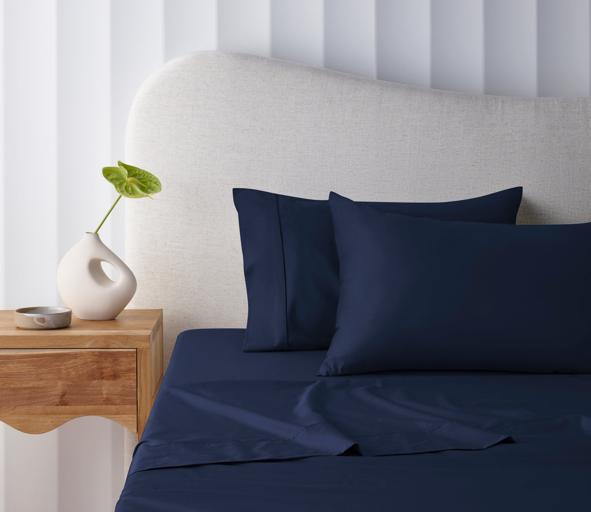 Bamboo Cotton Mega Sheet Set 50cm Wall Navy