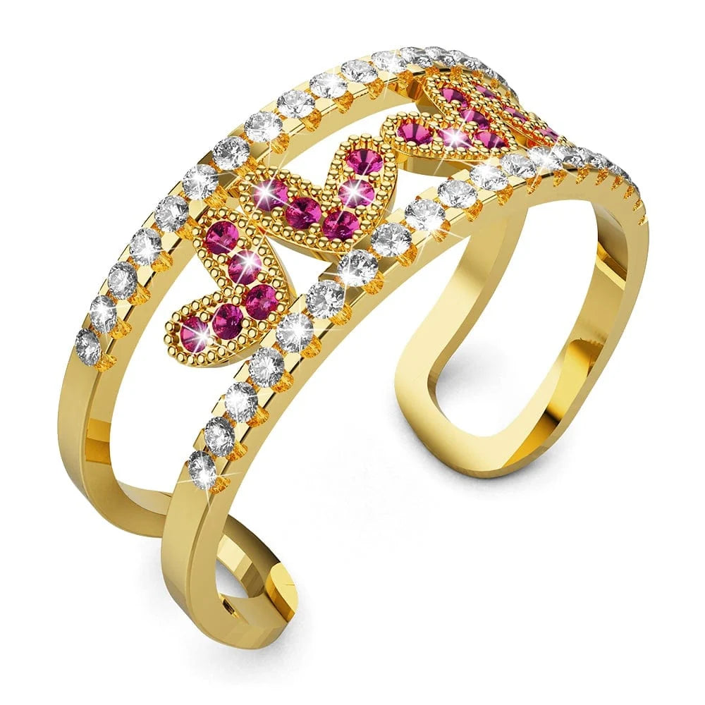 Bullion Gold Adjustable Gold Layered Red V Luxe Ring - 8mm