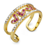 Bullion Gold Adjustable Gold Layered Red V Luxe Ring - 8mm