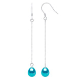 Drop Drop Earrings Freshwater Pearl & Turquoise Sterling Silver