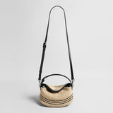 Striped Woven Straw Hobo Bag - Natural