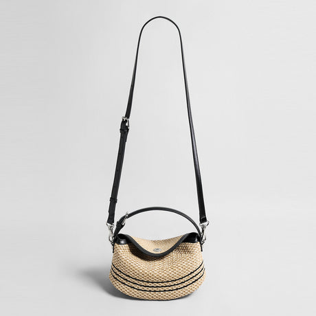 Striped Woven Straw Hobo Bag - Natural