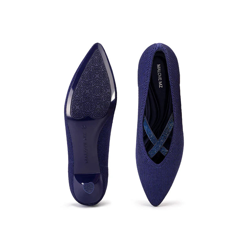 Countess Cross-Strap Kitten Heels - Navy