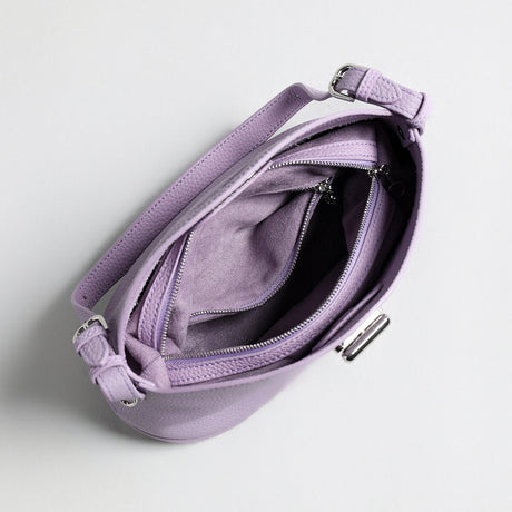 Pebbled Calfskin Half-Moon Hobo - Lilac