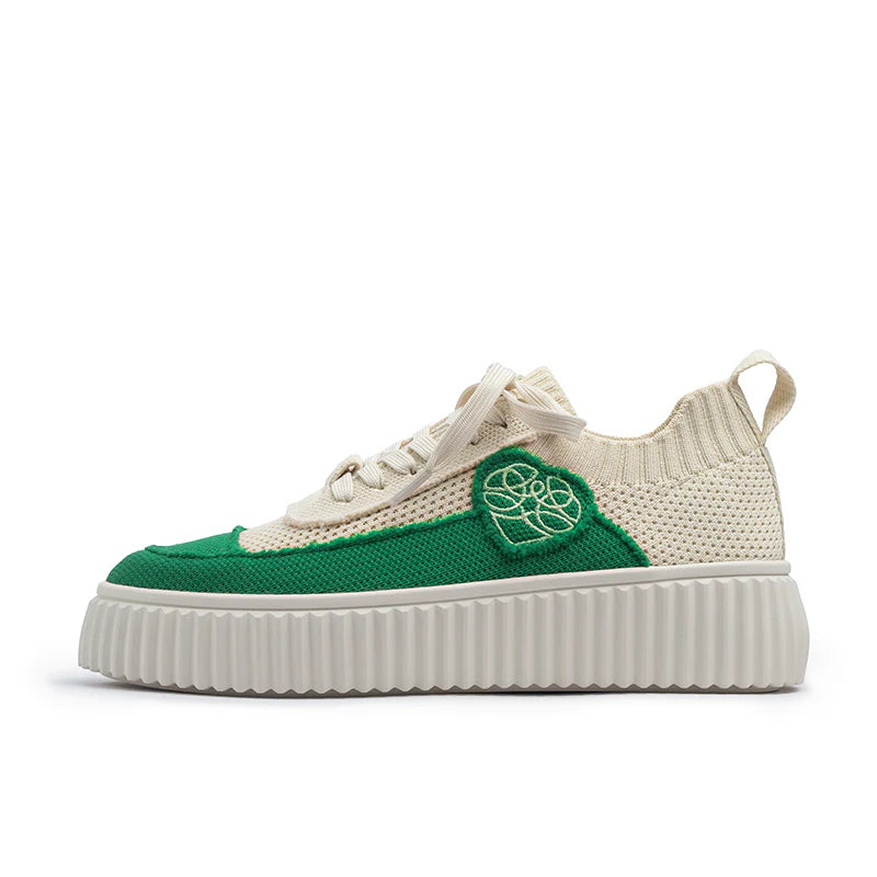 Chunky Platform Knit Sneakers - Green