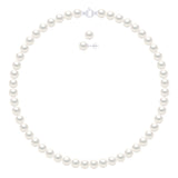 Set Necklace + Earrings - Natural Pearl White Is Made Up of A Row of Pearl - Length Necklace 42 cm