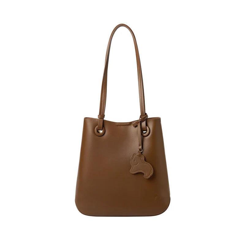 Nalandu Leather Horse Charm Tote Bag - Coffee