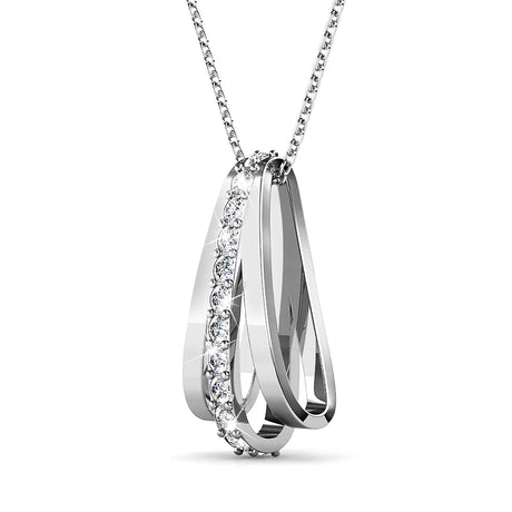 Krystal Couture Sparkly Triple Round Necklace in White Gold Adorned with Swarovski Crystals