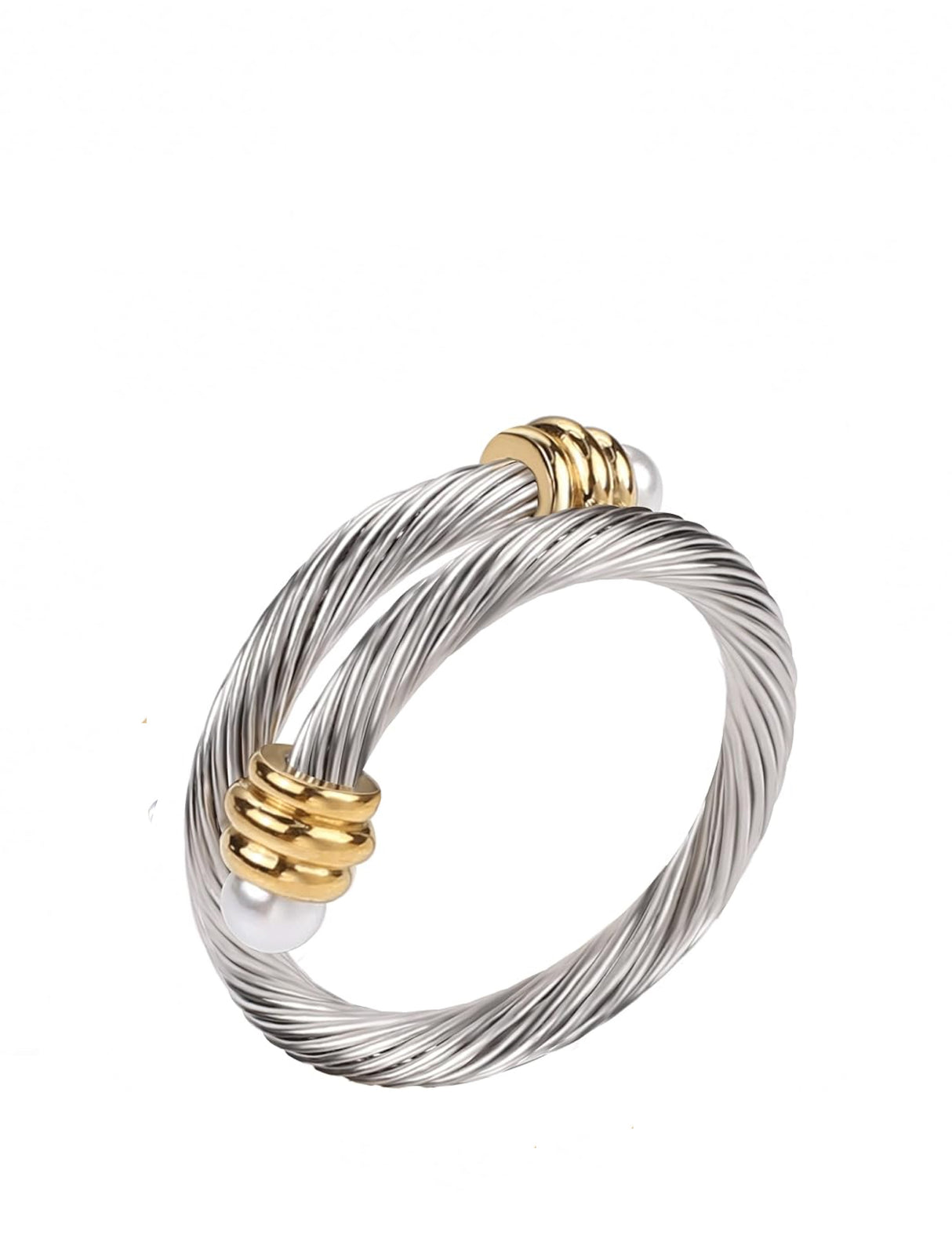 Liv Oliver 18K Gold Two Tone Wrap Pearl Ring