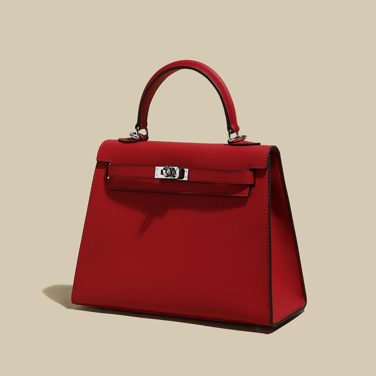 Classic Structured Leather Top-Handle Bag - Silver