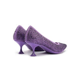 Cocktail Rhinestone Kitten Heels - Purple