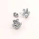 Solid 925 Sterling Silver Swans Upon Stars Earrings