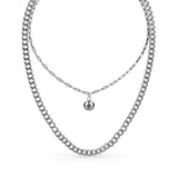 2-Chain Layered Silver Necklace