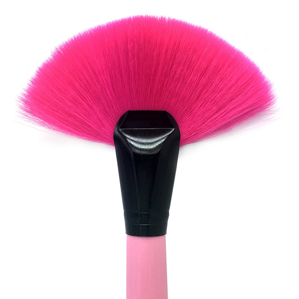 Flat Fan Brush Professional Fiber Makeup Brush Define Bronzer Illuminator - Pink