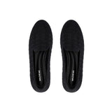 Houndstooth Knit Slip-On Flat Loafers - Black