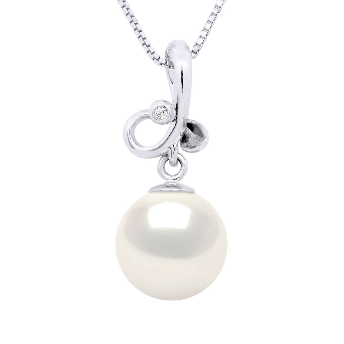 Pendant Triple Knot White Gold Diamond 0,010 Cts - Natural White - Longueur 42 cm