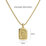 Bullion Gold Vintage Inspired Initial Medal Gold Bar Pendant Round Box Chain Necklace