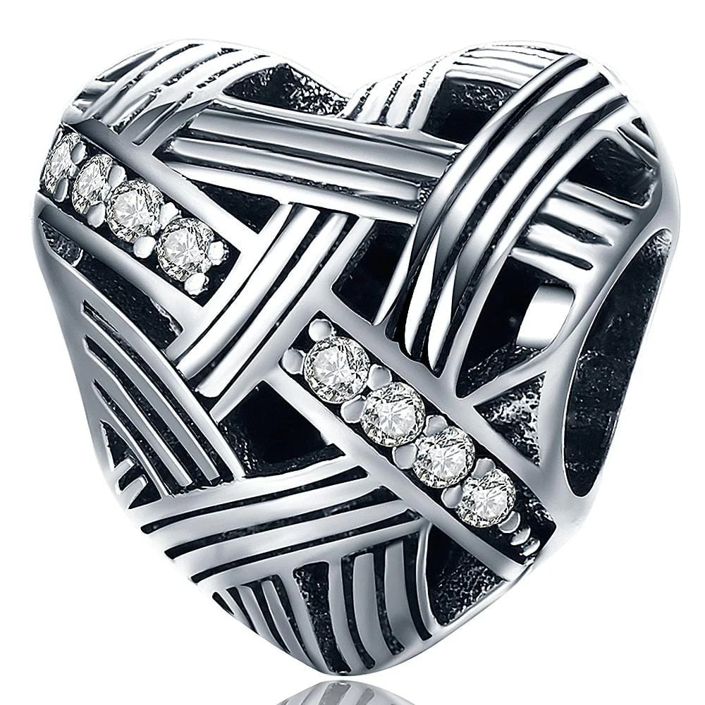 Solid 925 Sterling Silver Gentle Heart CZ Charm