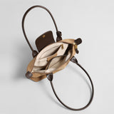 Suede Baguette Bag – Contrast Leather Shoulder Bag with Brass-Tone Snap