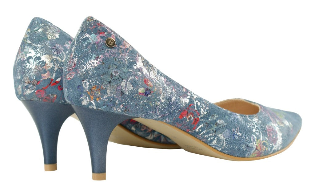 Bosccolo Womens High Heels - Flowers On Blue