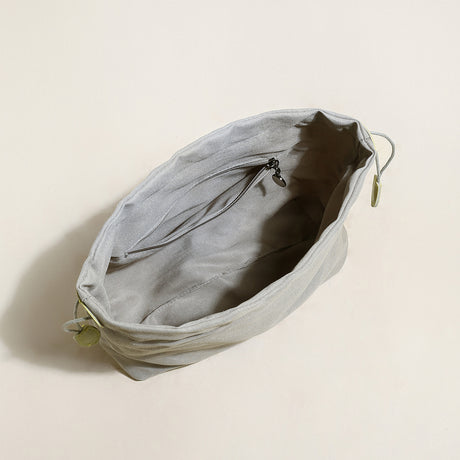 Mini Woven Trapezoid Drawstring Shoulder Bag - Avocado