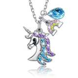 Krystal Couture Unicorn with Blue Crystal and Rainbow Pendants Necklace Embellished with SWAROVSKI Crystals
