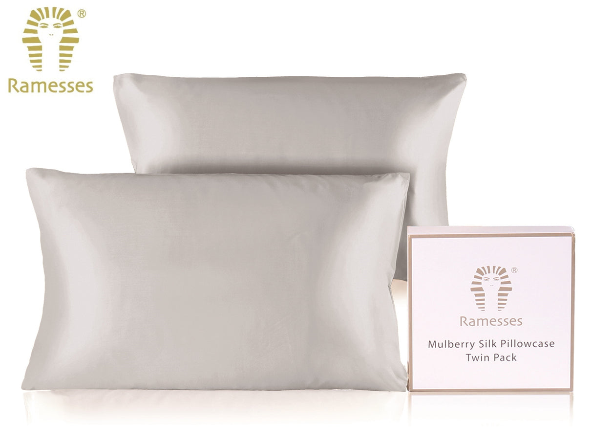 Ramesses Mulberry Silk / Satin Pillowcase Twin Pack - Silver