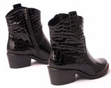 Bosccolo Womens Ankle Boots - Black Croco