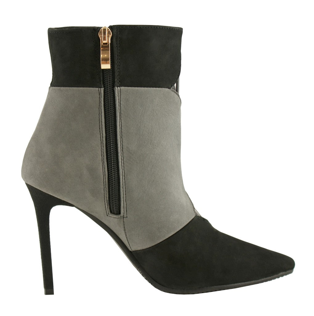 Bosccolo Womens Spike Heel Boots - Grey/Black Nubuk