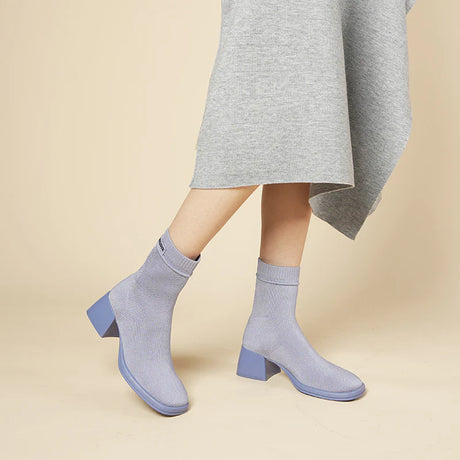 Stretch Knit Sock Boots - Lavender