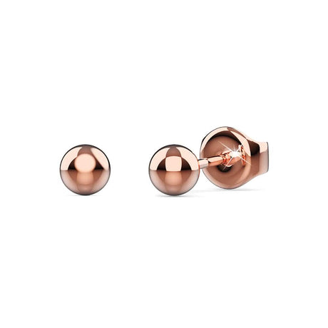 Bullion Gold Glitter Ball Stud Rose Gold Layered Earrings 4mm