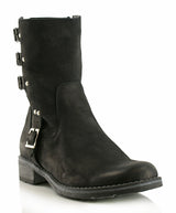 Bosccolo Womens Boots With Buckles - Black Nubuk