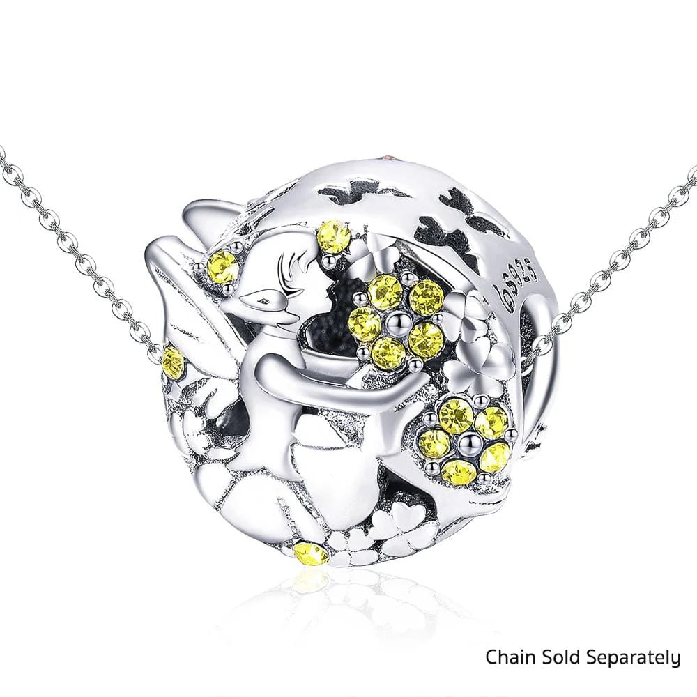 Solid 925 Sterling Silver Flower Fairy Pandora Inspired Charm