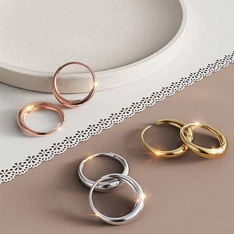 Bullion Gold Ciara Chic Graduated Hoop Earrings White Gold