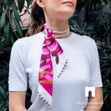 Pink Scarf and Cultured Pearl Strand Set