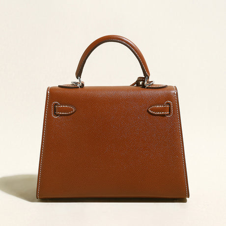 Clifton Palm-Grain Calfskin Top Handle Bag - Brown