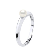 Ring Button Freshwater Pearl White Sterling Silver 4-5mm